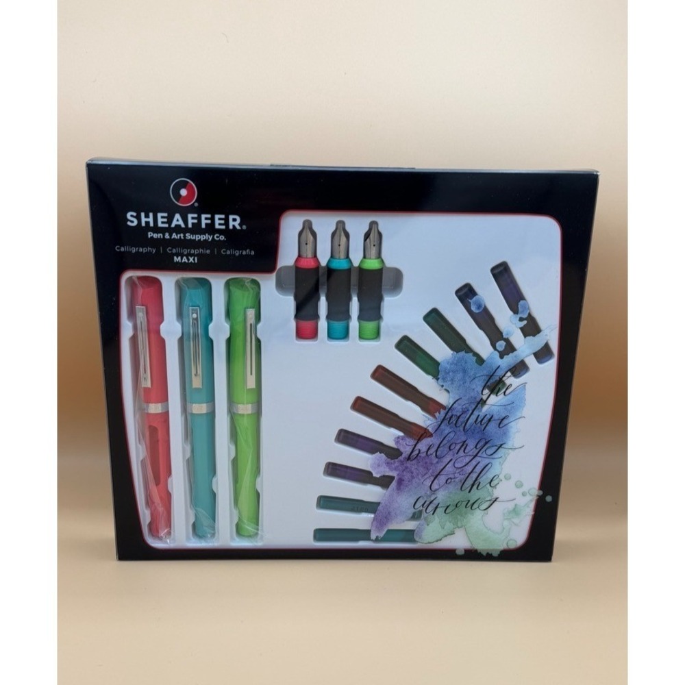 Sheaffer Maxi Calligraphy Fountain Pen Set 3 Pens Nibs 20 Ink Cartridges